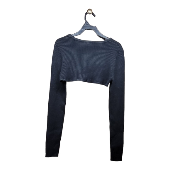 NWT House of Harlow 1960 Black‎ Cropped Sweater Top Medium - Picture 3 of 6